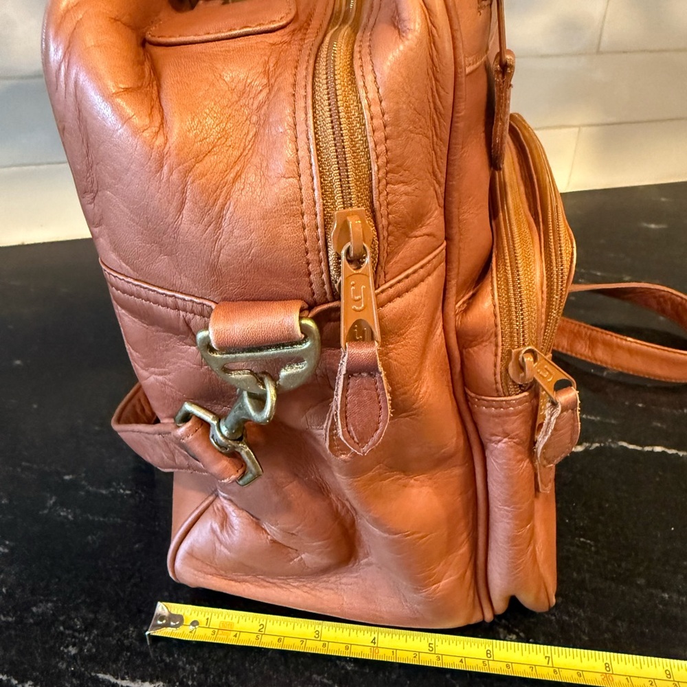 Brown Leather Messenger Bag with Adjustable Strap, Great for Travel or Everyday - Picture 7 of 14